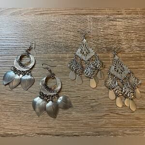 Vintage chandelier, silver toned western, Boho style earrings